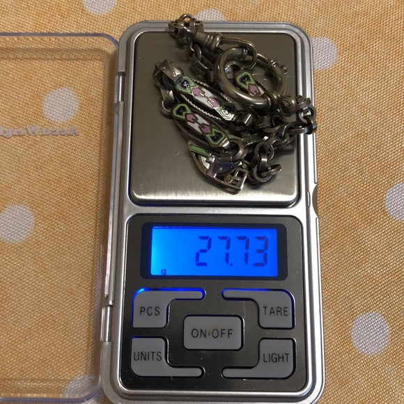 Vintage Pocket Watch Chain Fob enameled silver - Picture 14 of 15